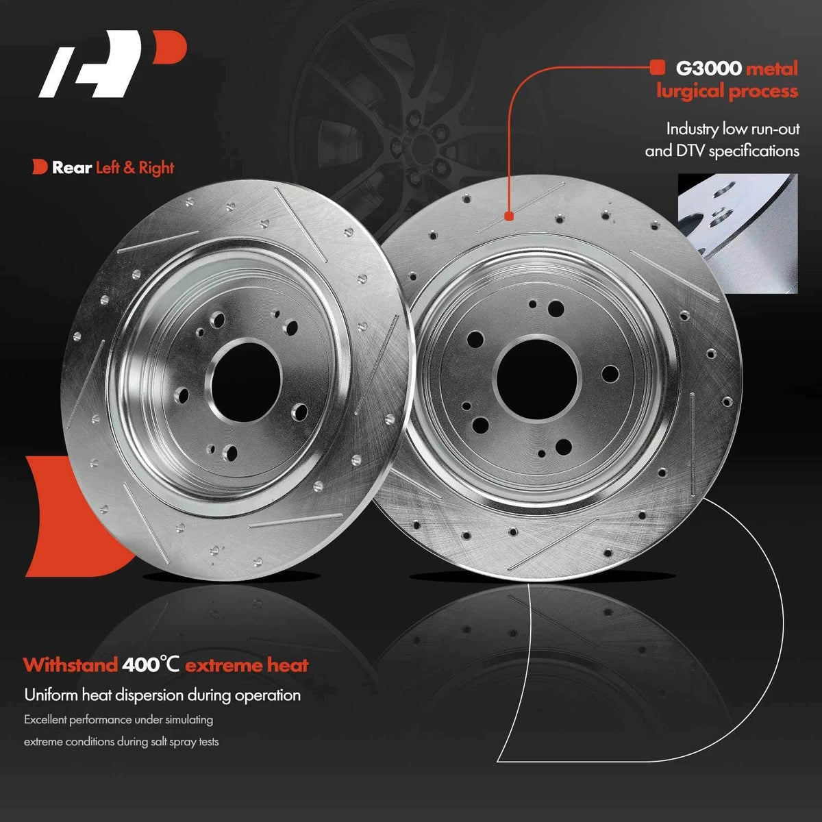 Performance Drilled Brake Rotors for Honda CR-V 2017-2023 & Acura TLX 2015-2020