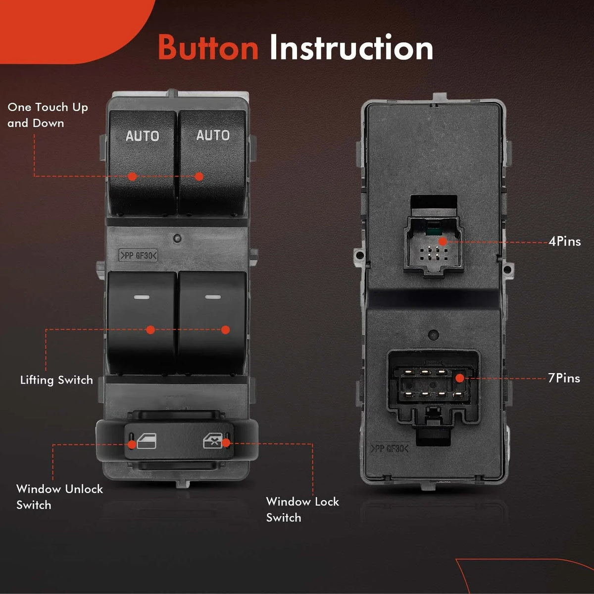 Window Control Switch for Ford Fusion, Mercury Milan (2011-2012)