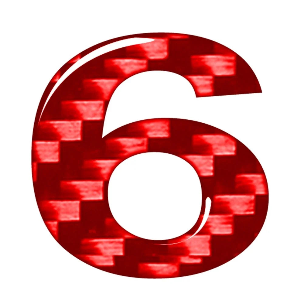 Car Badge Emblem Number Sign Decal Sticker Carbon Red #6 for