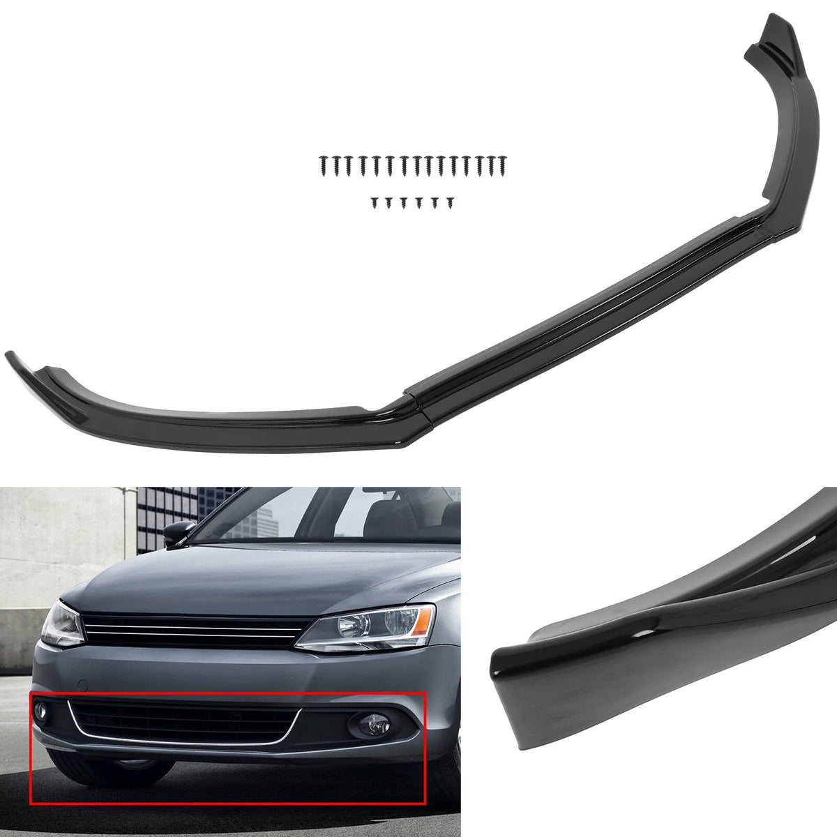 Front Bumper Lip in Black for VW Jetta (2012–2014)