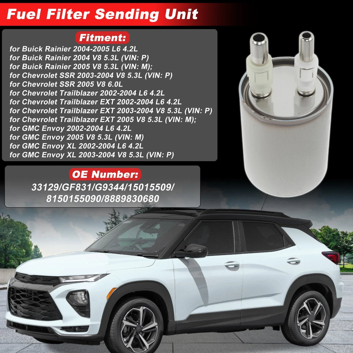 Fuel Filter Assembly for Buick Rainier (2004–2005) No. 33129/GF831 Metal