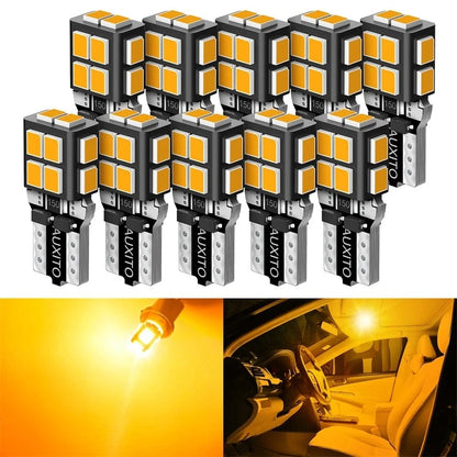 10PCS LED Front Side Marker Bulbs Amber Yellow T10 168 192 194