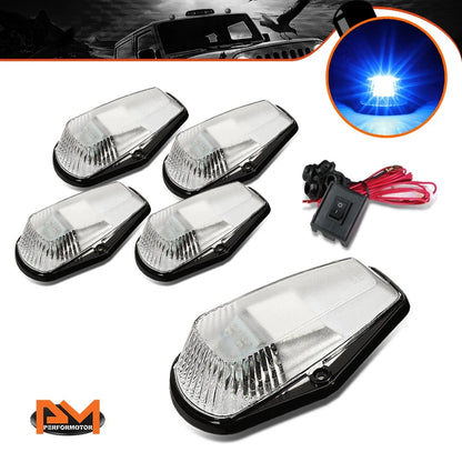 5Pcs Chrome Blue LED Cab Roof Running Light W/Switch for F-Series (1980–1996)