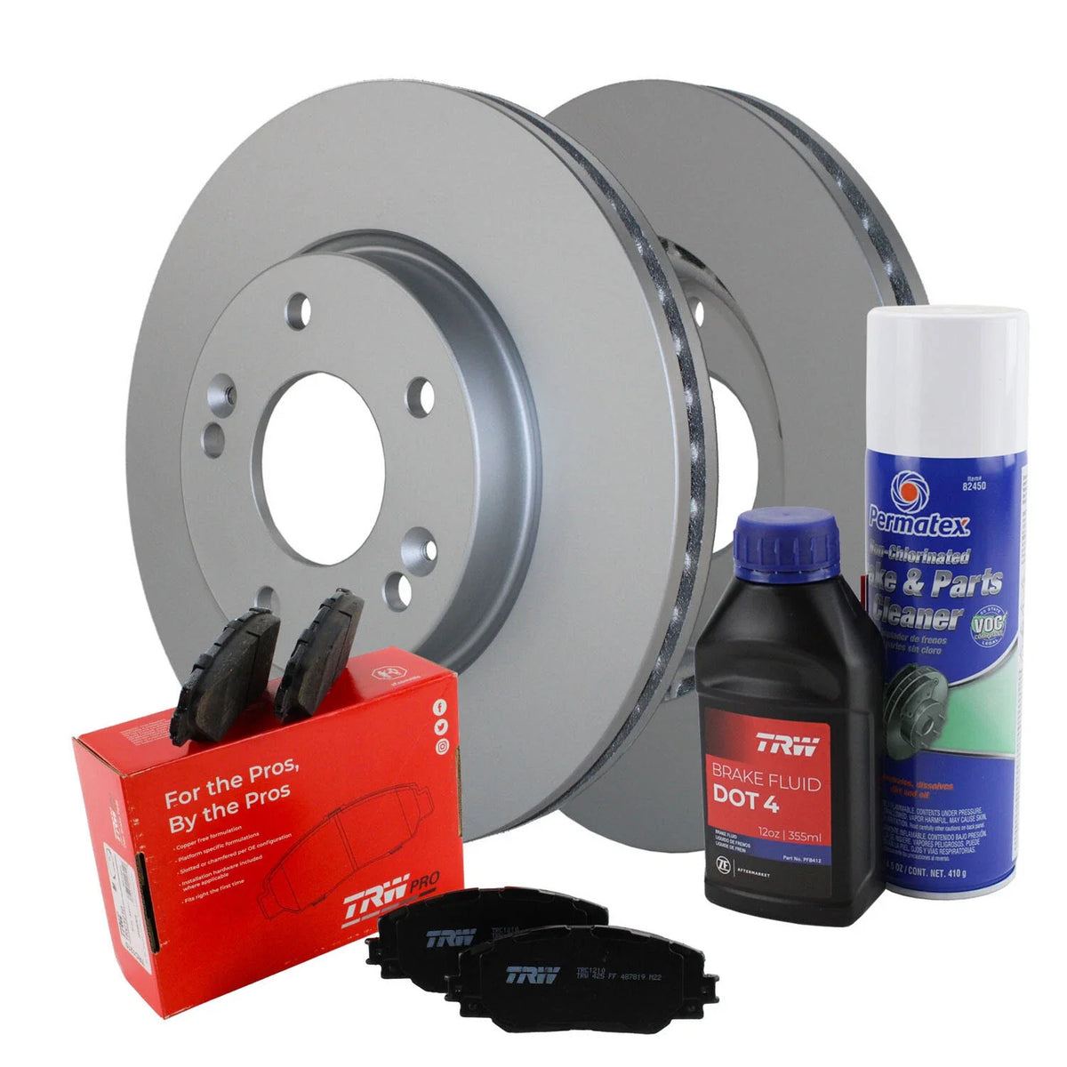 Front Brake Set: TRW Pro Ceramic Pads & 280mm Disc Rotors for Kia Soul