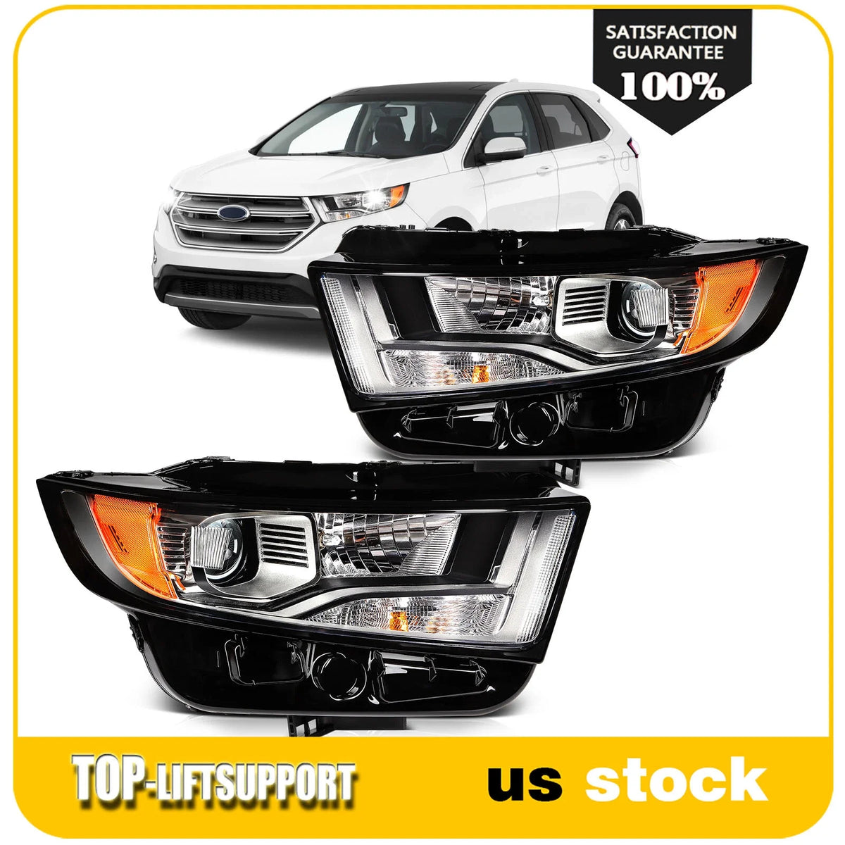 Pair of Projector Headlights for Ford Edge (2015–2018)