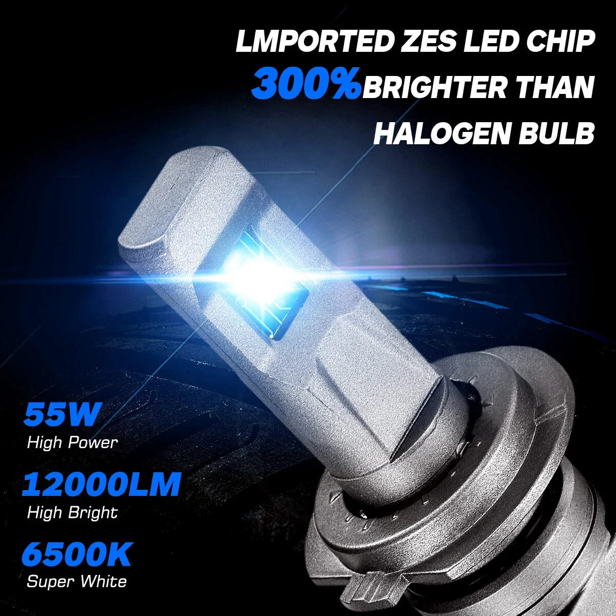 LED Headlight Bulbs H7 Combo (12000LM, 6500K) for NOVSIGHT