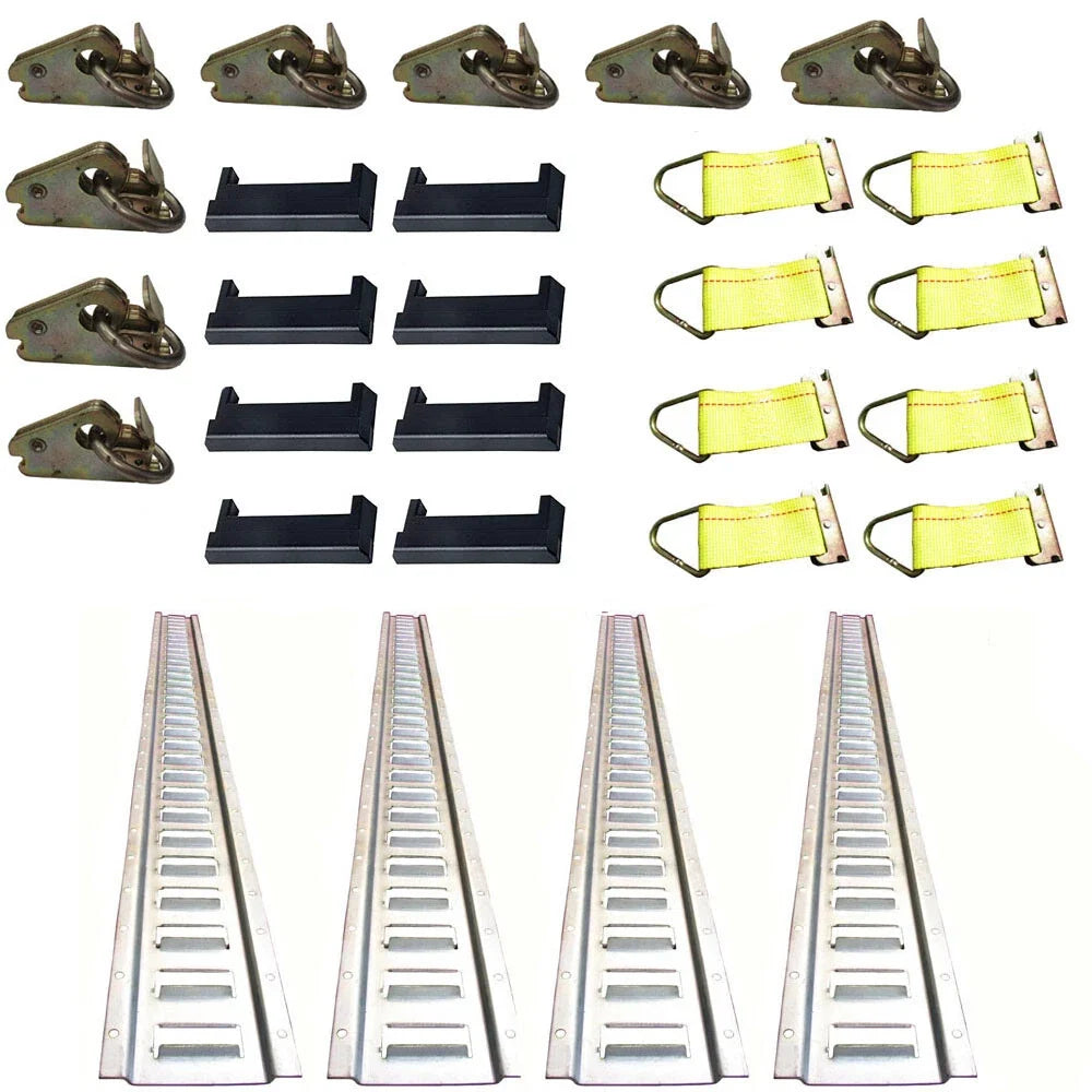 Set of 4 E-Track Tie-Down Rails for Multiple Vehicles (5' Horizontal)