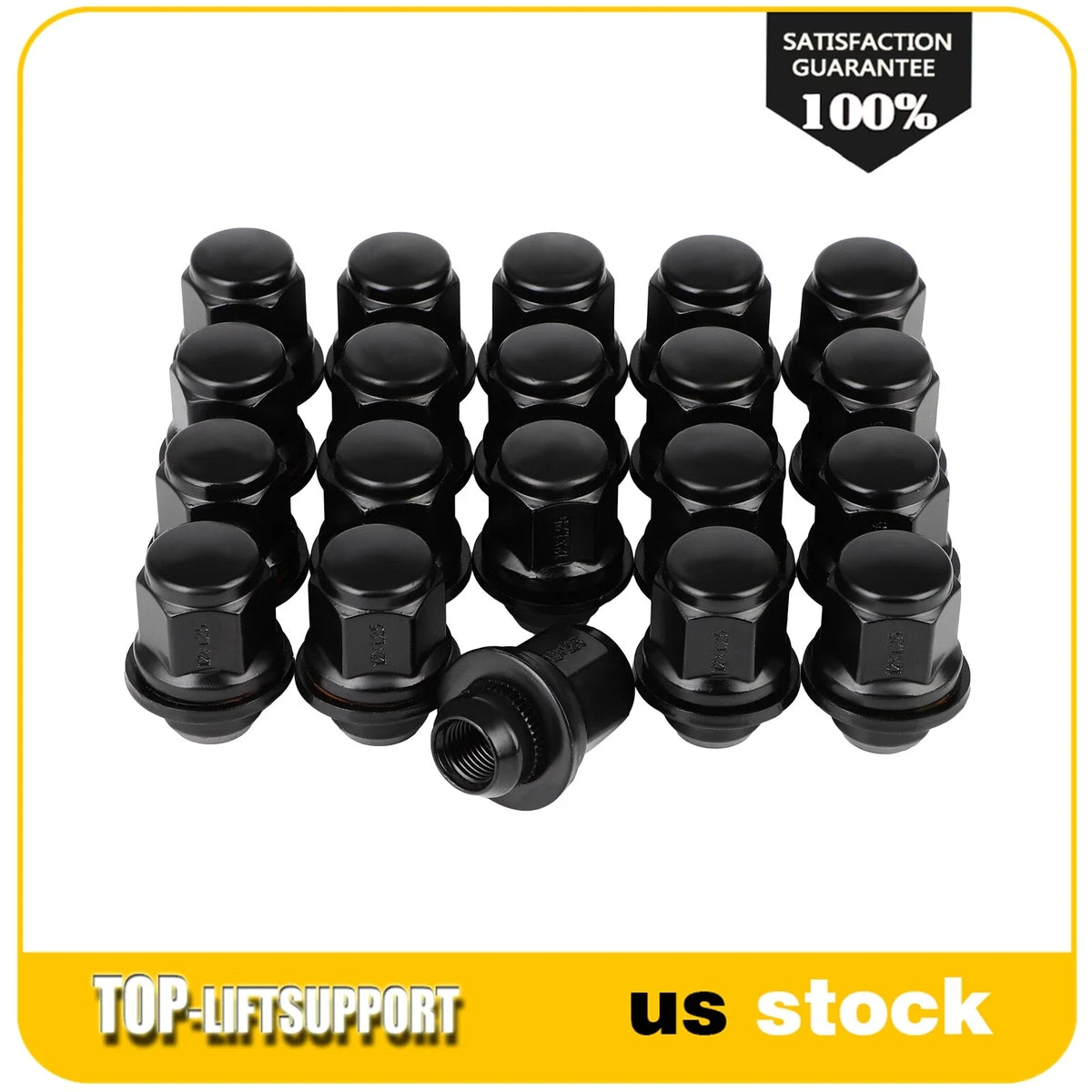 Set of 20 Bulge Acorn Lug Nuts 12x1.25 Black for Infiniti Q50