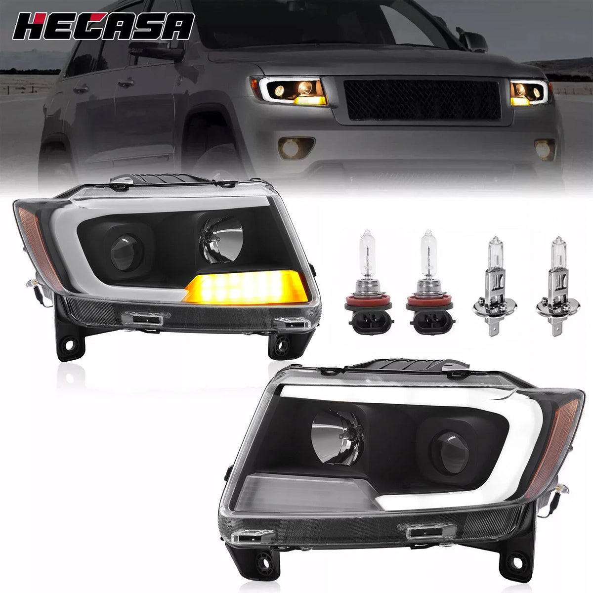 LED DRL Projector Headlights for 2011-2013 Jeep Grand Cherokee #CH2502224