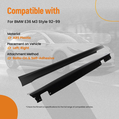 ABS Plastic Side Skirt Diffuser Extensions for BMW M3 E36 (1992-1999)