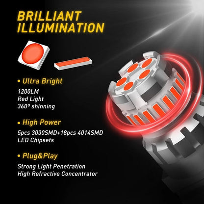 LED Brake Tail Light Bulb 2X 3157 3156 Red Strobe Flash