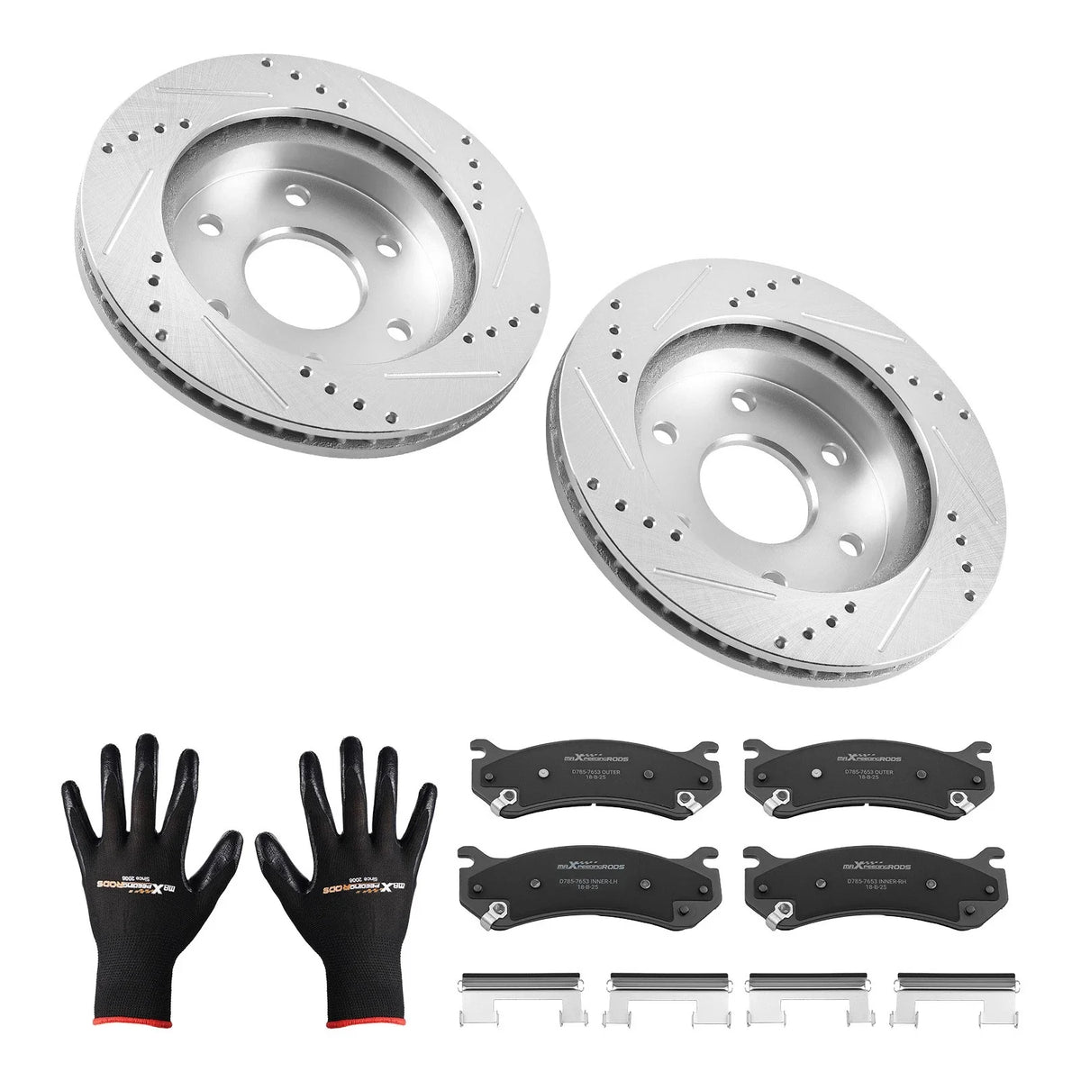 Front Drilled Brake Rotors and Ceramic Pads Kit for Chevrolet Avalanche 1500 (2002–2006)