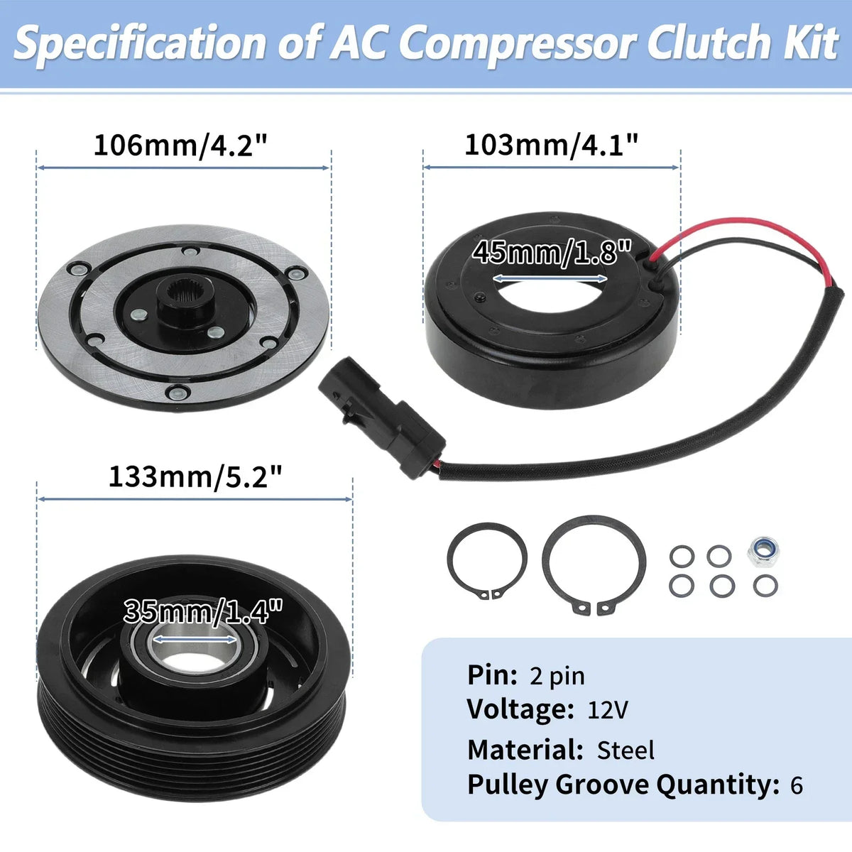 AC Compressor Clutch Kit for 1500/2500/3500 Ram & Dakota (2002-2010)