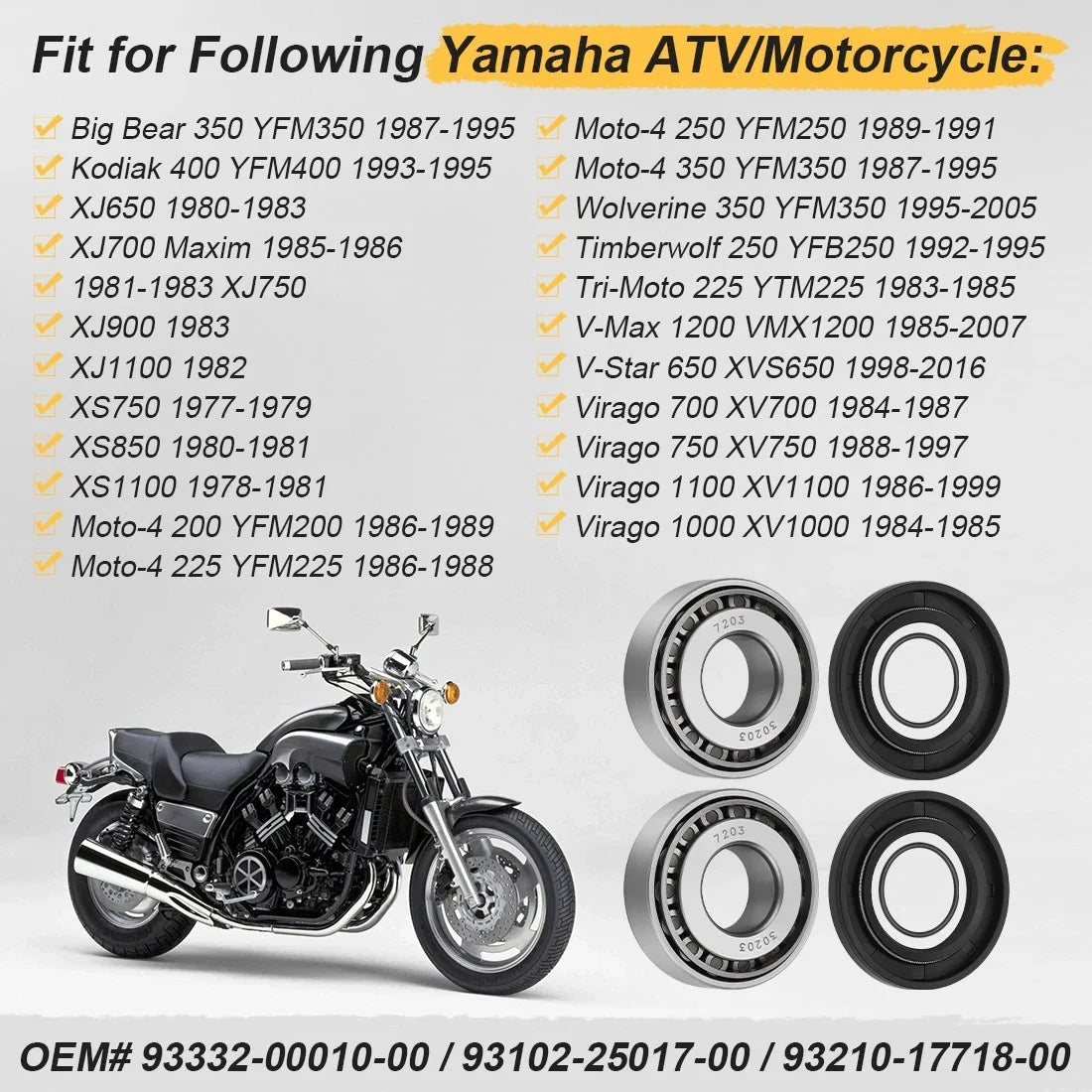 Swing Arm Bearing Seal for Yamaha Timberwolf 250, V-Star 650, VMX1200