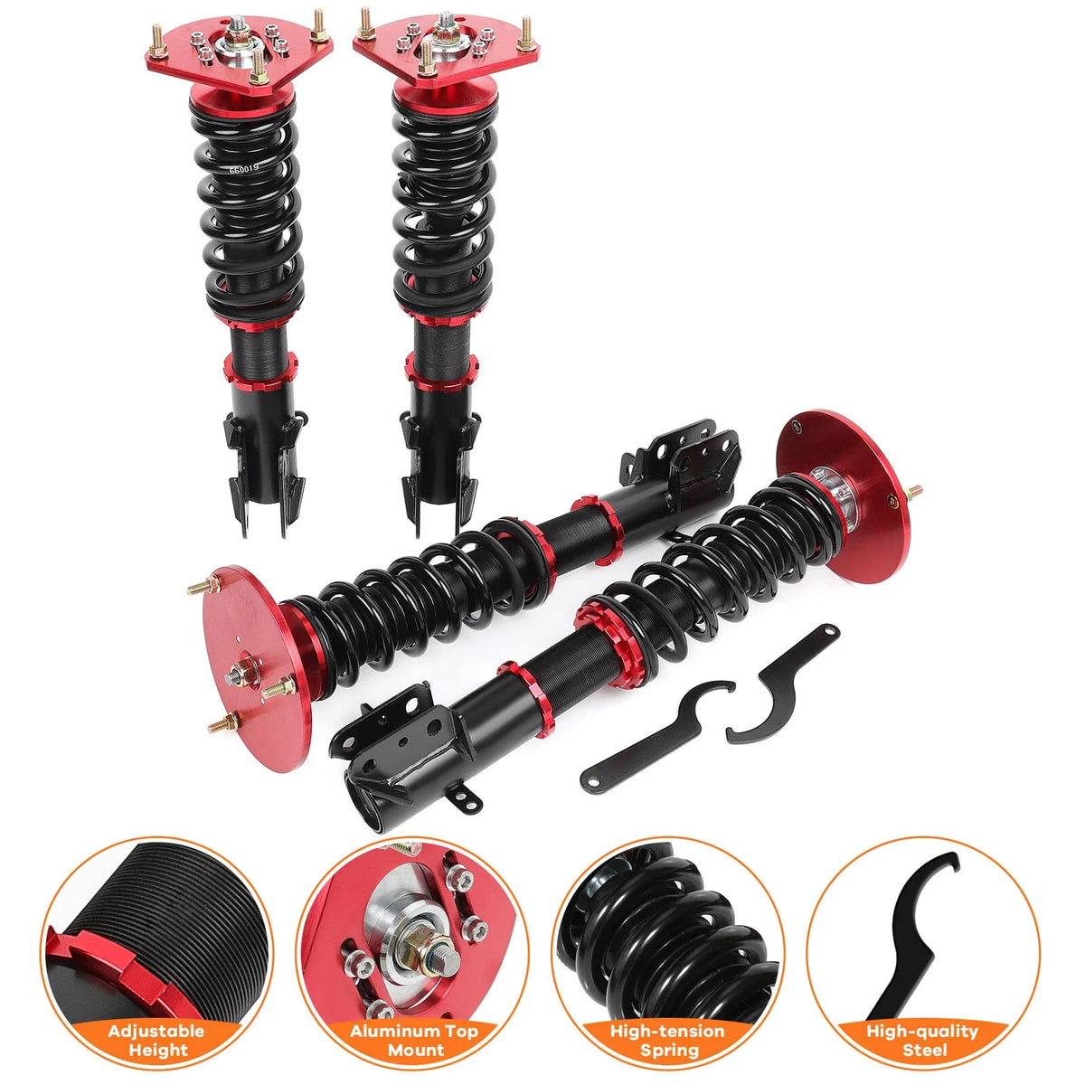 Coilovers for Dodge Neon SRT-4 (2003–2005) Adjustable Height Red Shocks