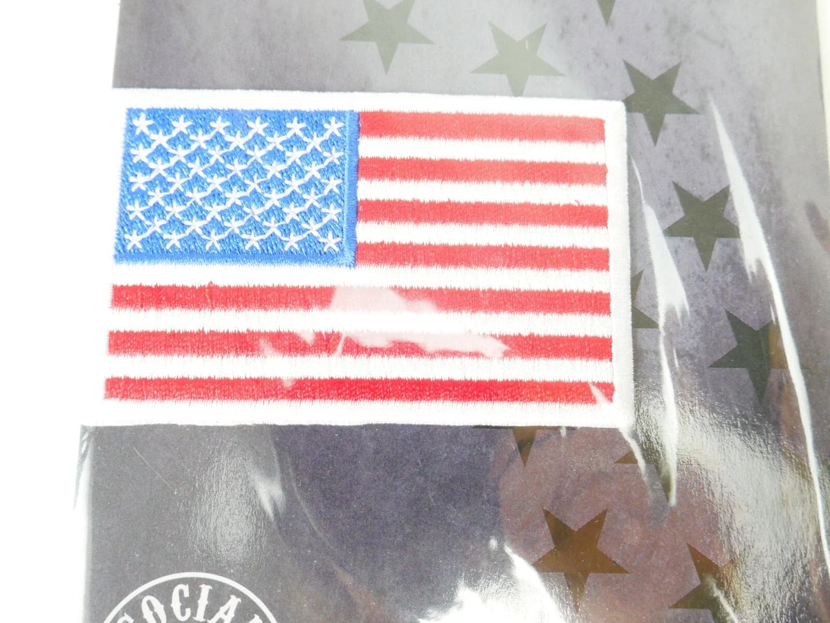 Embroidered American Motorcycle Patch Iron-On White Border USA
