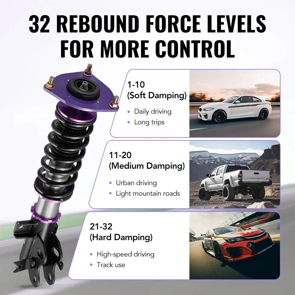 Adjustable Height Coilovers for 2016-2021 Acura ILX DE2 - 32-Way