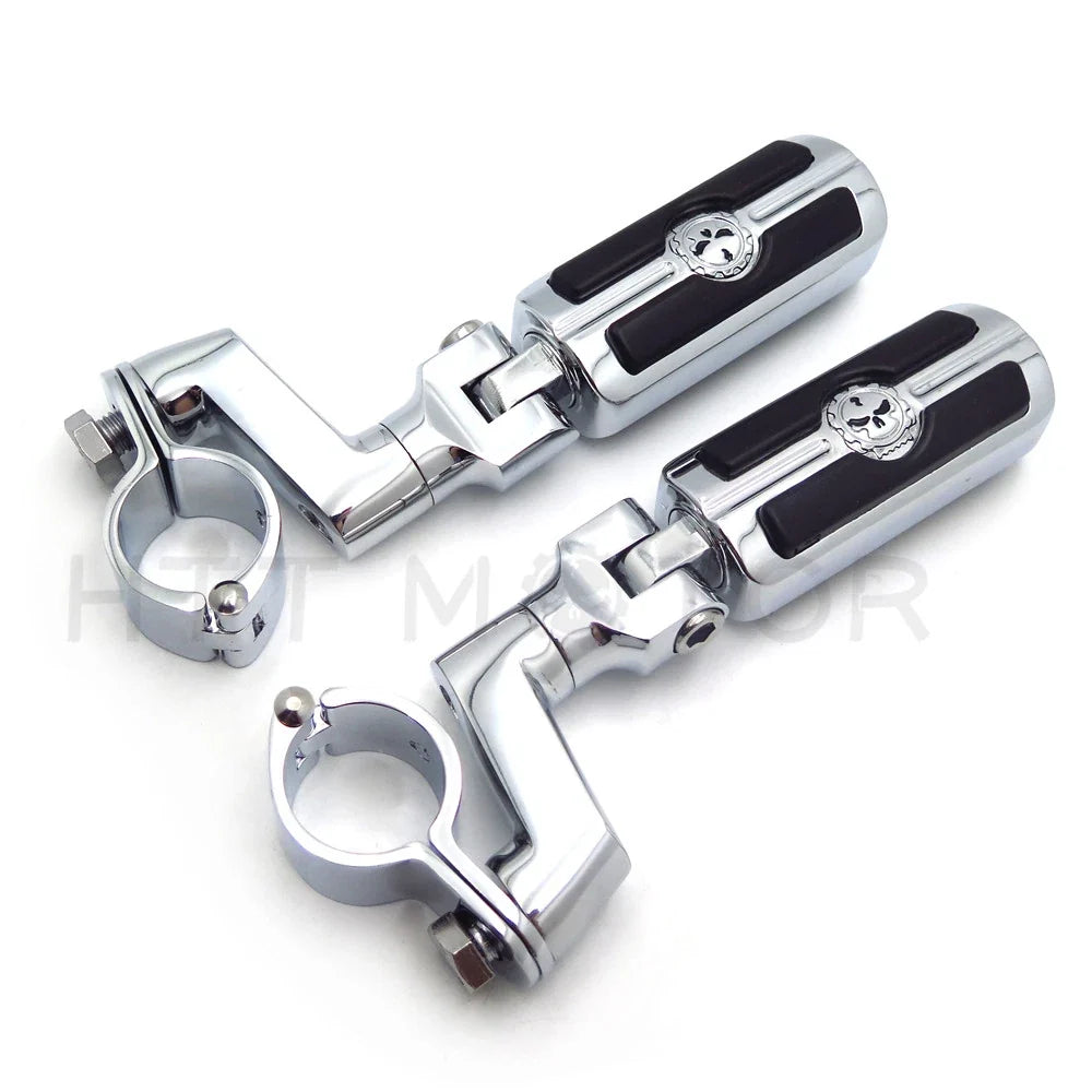 Foot Peg Mount - Gear Skull for 1.5" Engine Guard Crash Bar Harley