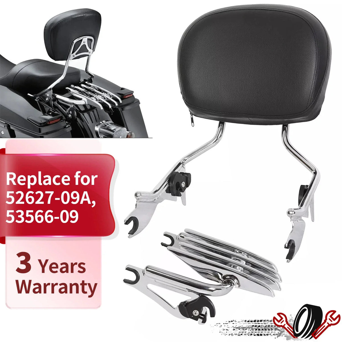 Backrest Stealth Rack Sissy Bar for Harley Davidson Touring (2009–2026)