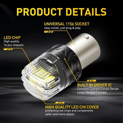 1156 LED Reverse Light Bulbs (2 Pack) for AUXITO - 6500K White