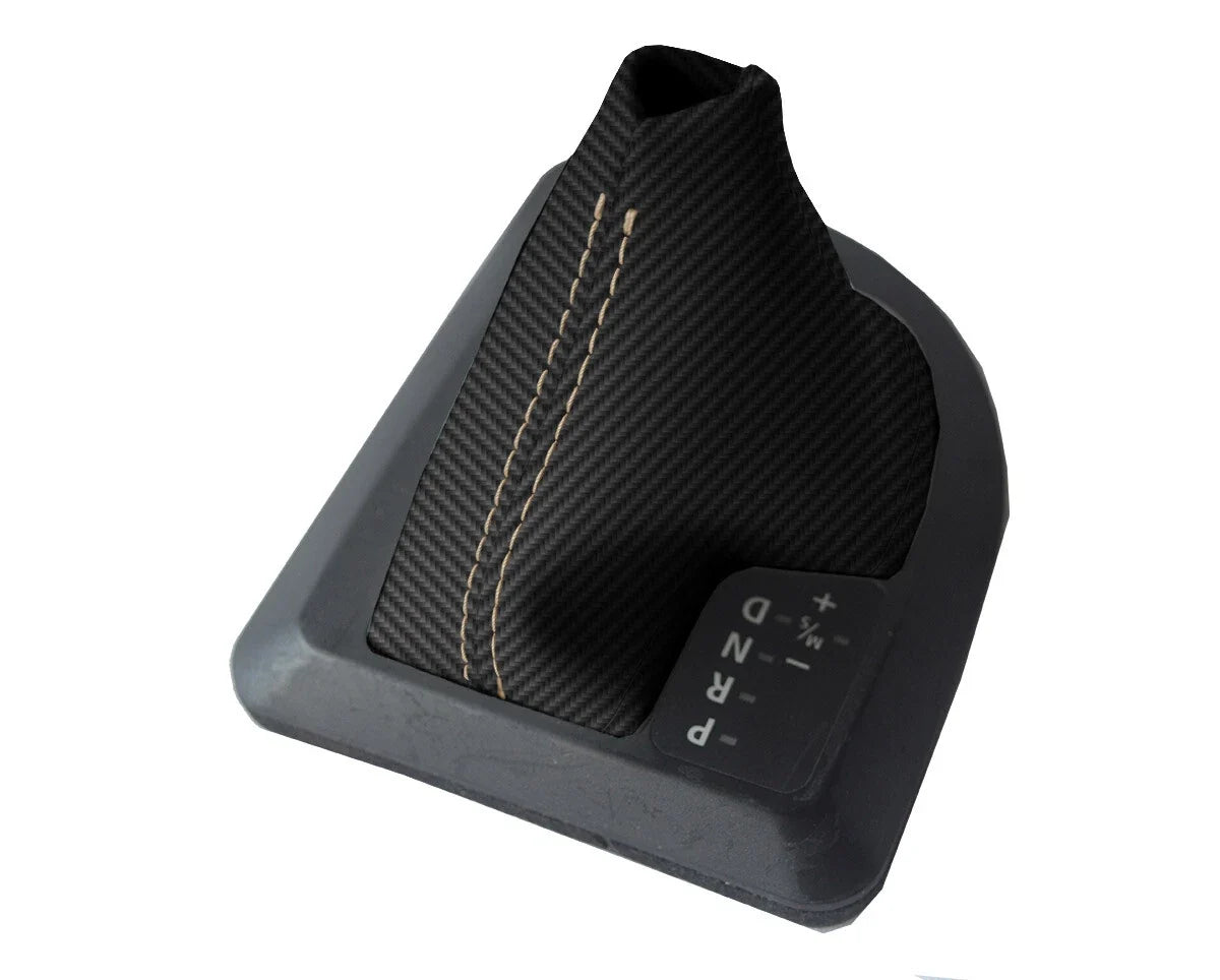 Automatic Shift Boot Cover for BMW X3 E83 (2003–2010) Carbon Fiber Beige Stitch
