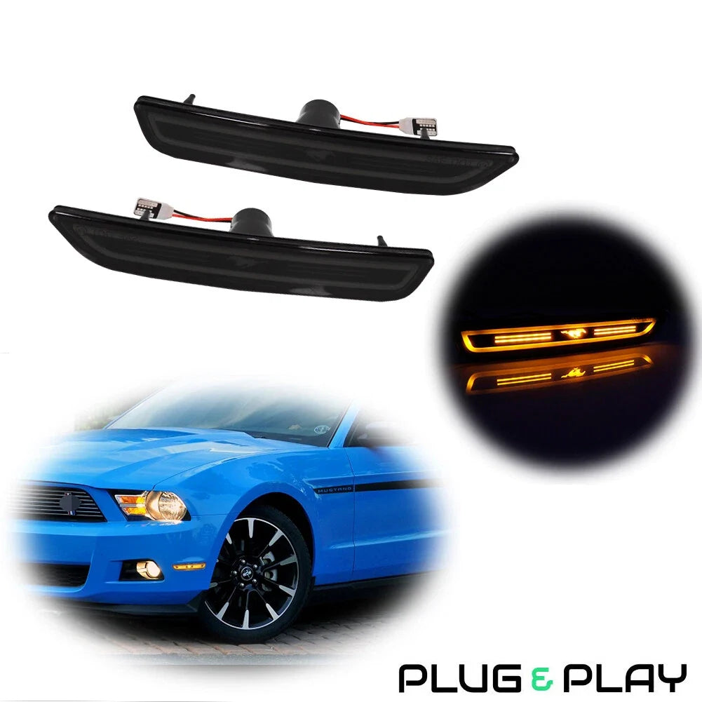 Smoked Amber LED Side Marker Lights for Ford Mustang (2010–2014)