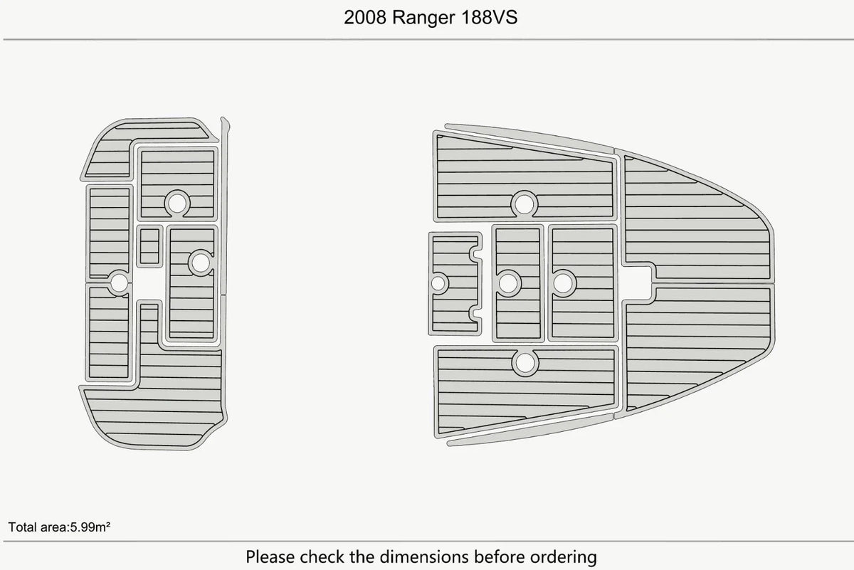 EVA Pad Foam Teak Deck Flooring Mat for Ranger 188VS (2008)