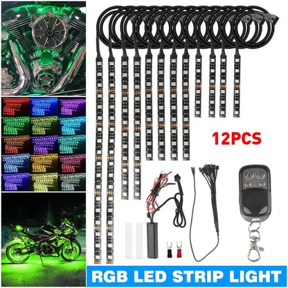Motorcycle 12Pcs Under Glow RGB LED Light Strips