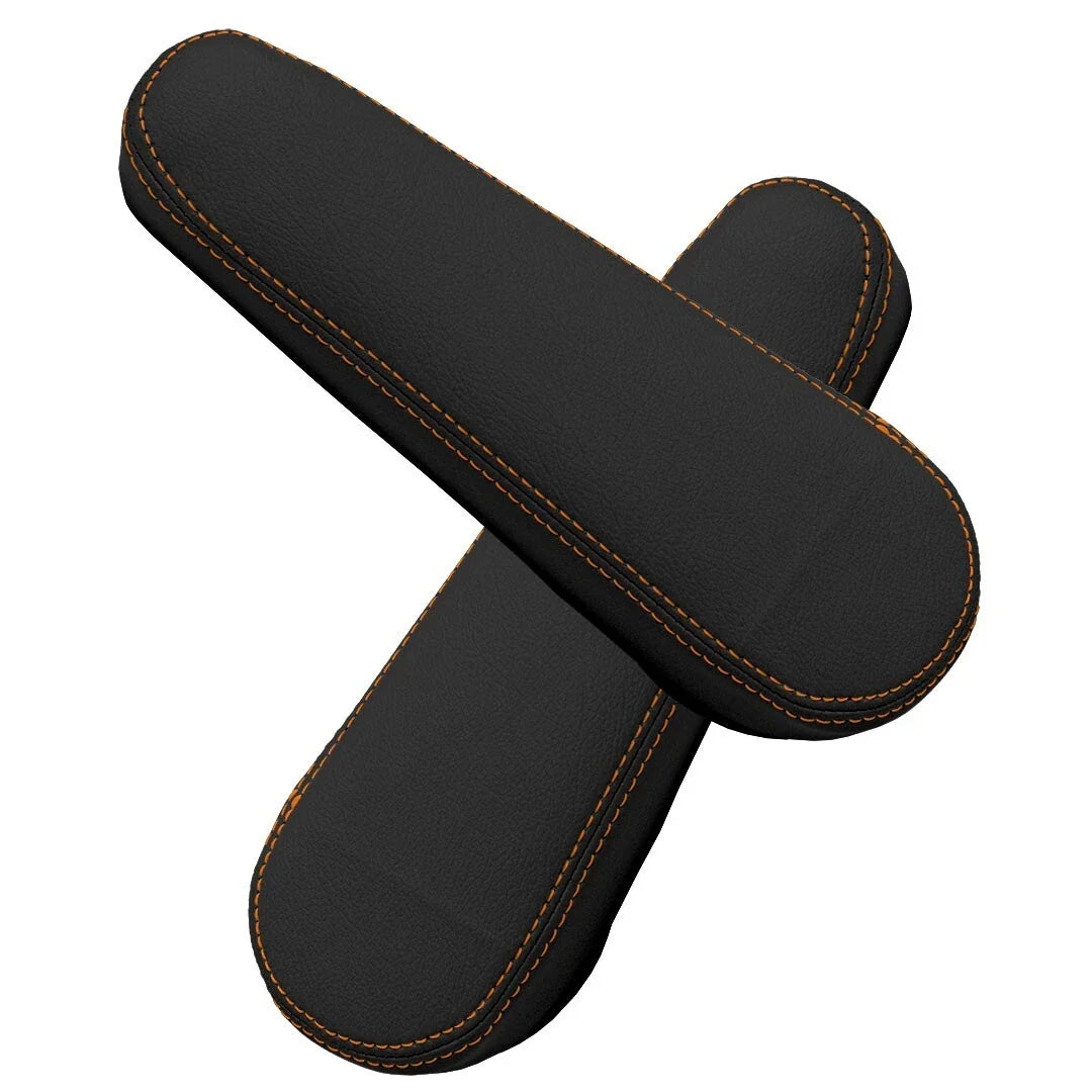 Leather Synthetic Armrest Cover for Honda Element (2005–2011) Black Orange Stitch