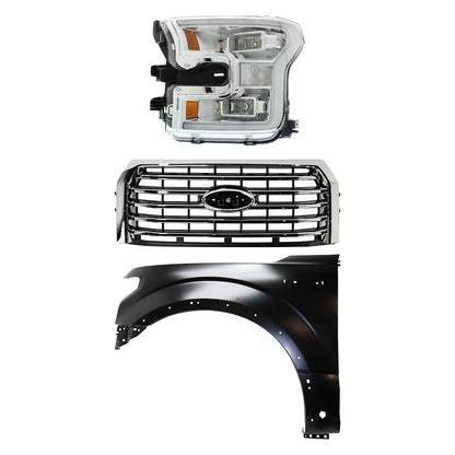 Headlight Kit for Ford F-150 (2015–2017) Driver Side Assembly LED CAPA