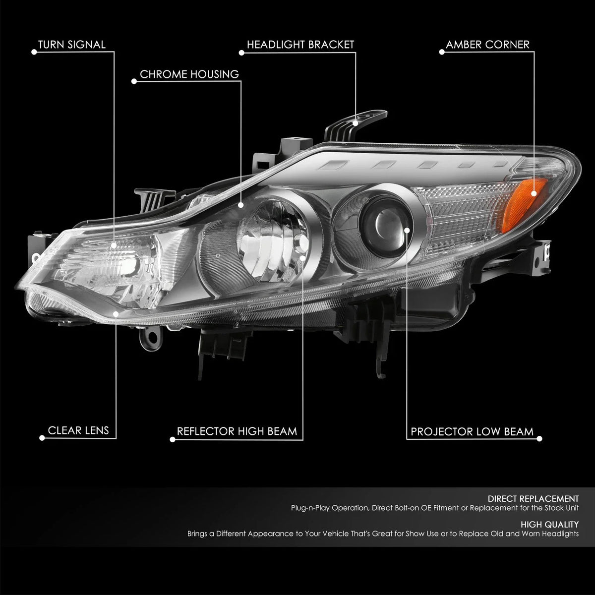 Driver Left Chrome Projector Headlight for Nissan Murano (2009–2014)