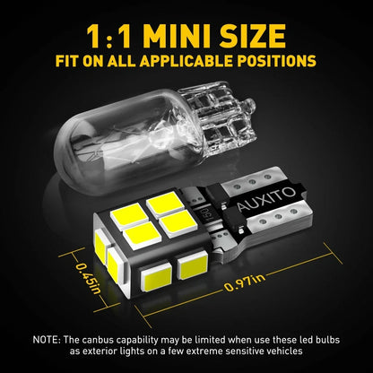 AUXITO T10 194 LED Bulbs for License Plate Side Marker Map (168 194 2825)