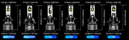 LED Headlight Bulbs 9005 HB3 - 2X 200W 6500K 40000LM