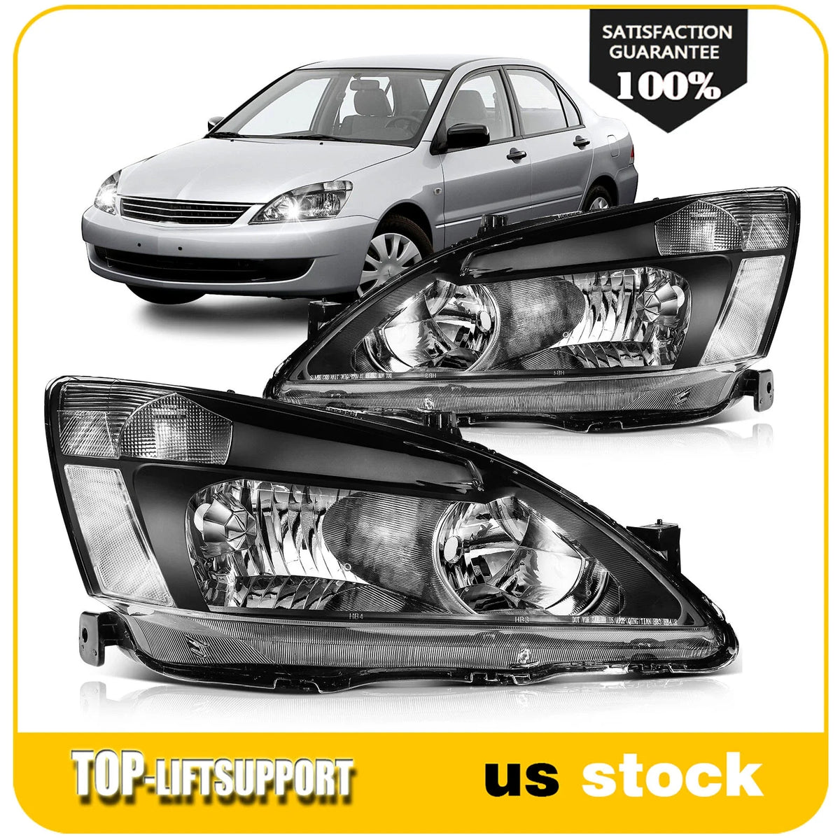 Headlight Assembly for Honda Accord (2003–2007) Black Housing Pair