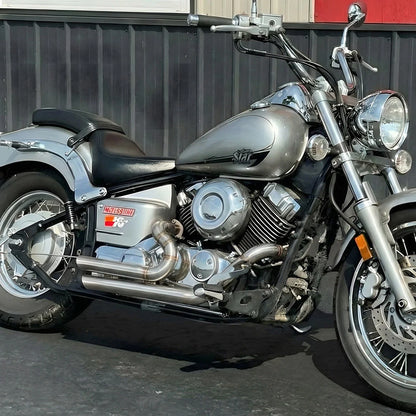 Staggered Chrome Shortshots Exhaust Pipes for Yamaha V Star 650 (1999-2008)