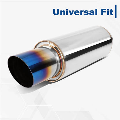 Burnt Diagonal Tip 3" Round Exhaust Muffler in Stainless Steel
