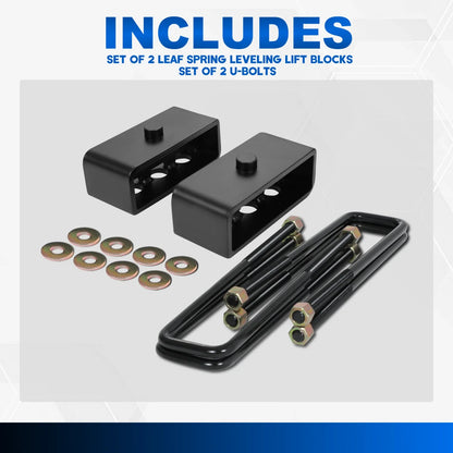 2" Rear Leaf Spring Leveling Block Lift Kit for Silverado Sierra (2000–2010)