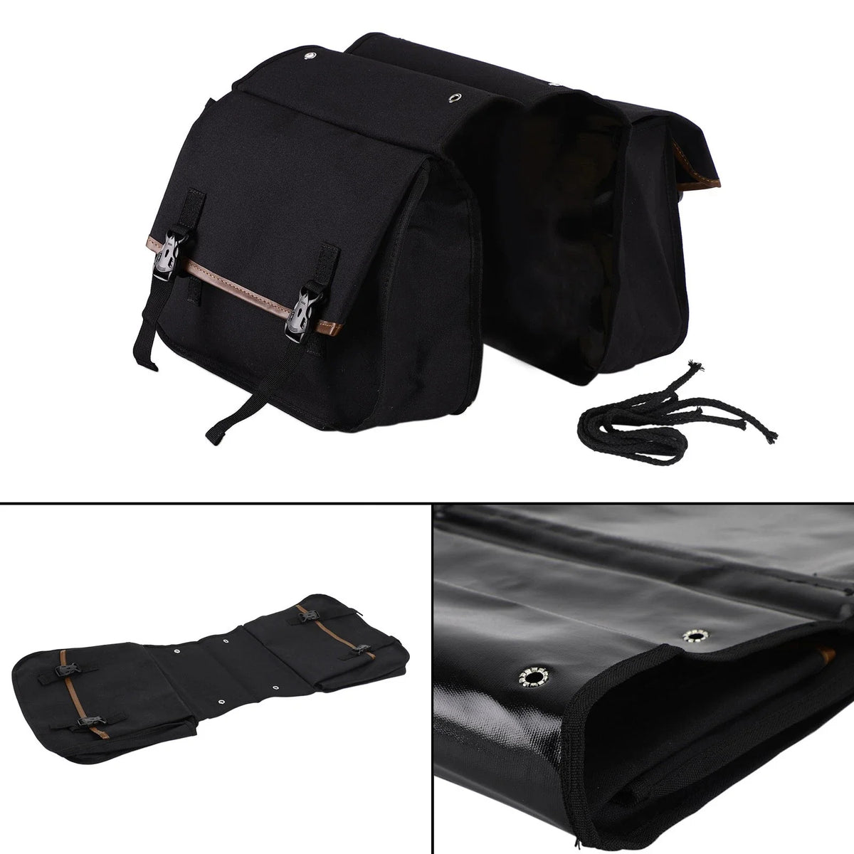 Motorcycle Saddle Bag - Waterproof, Universal Fit, Black Color