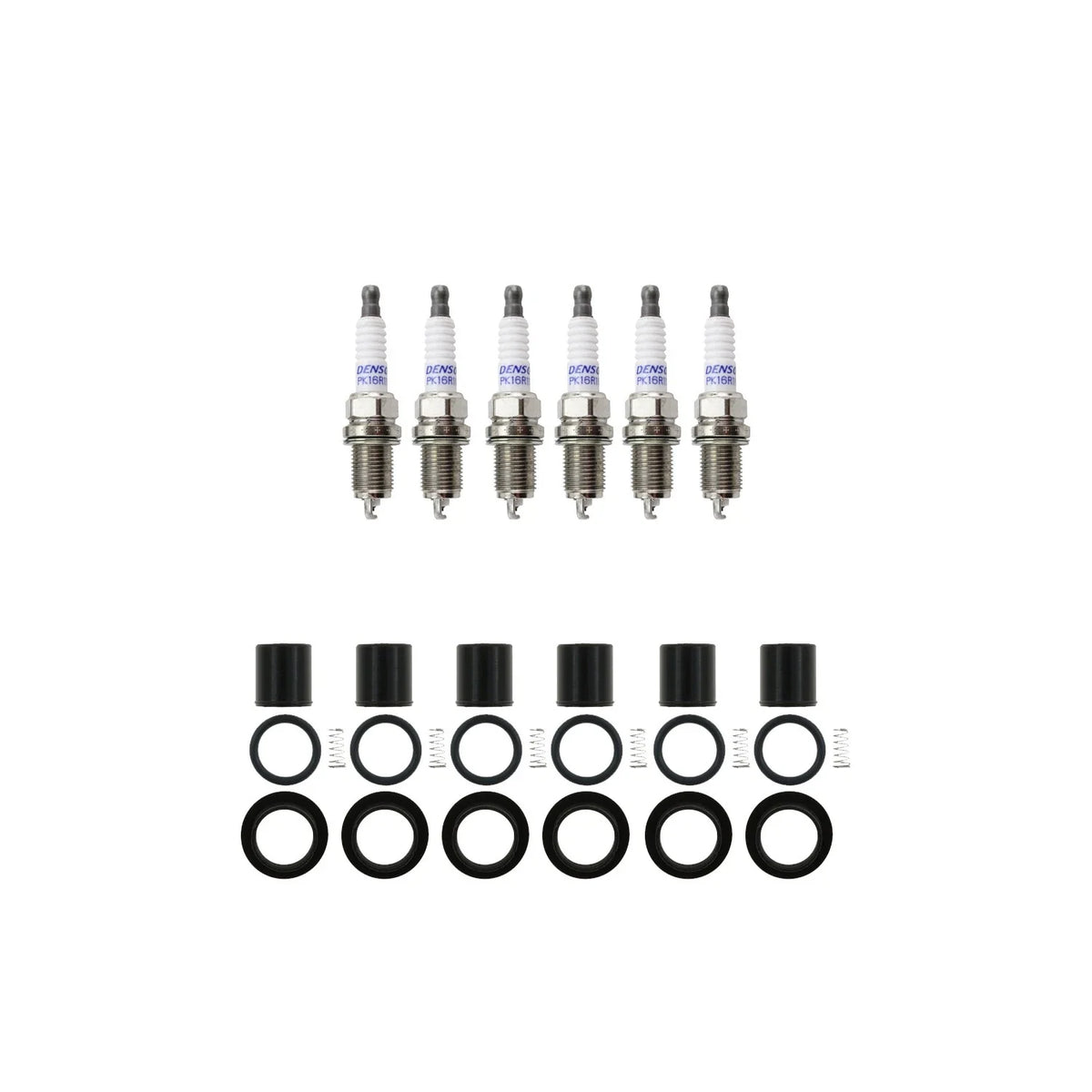 Set of 6 Denso Double Platinum Spark Plugs & NGK Coil Boot Kit for Ram 1500 (2010–2023)