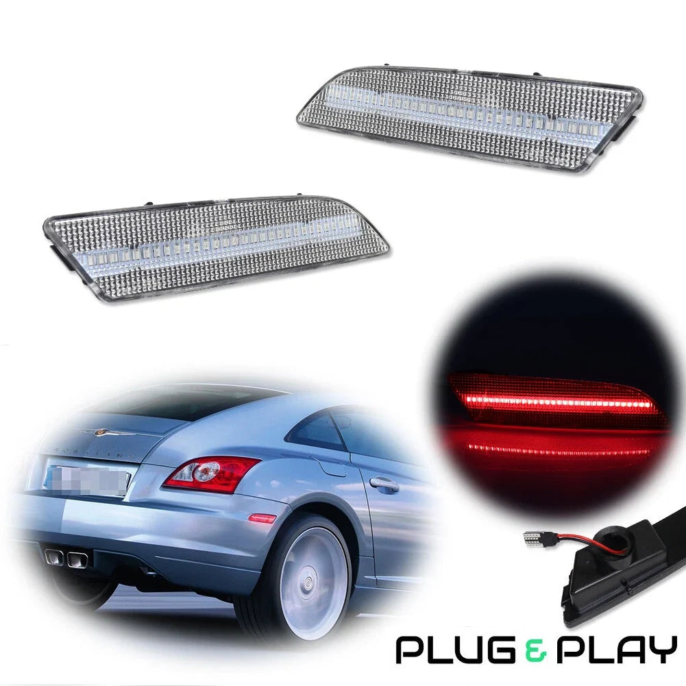 Clear Red LED Rear Side Marker Lights for Chrysler Crossfire (2004–2008)
