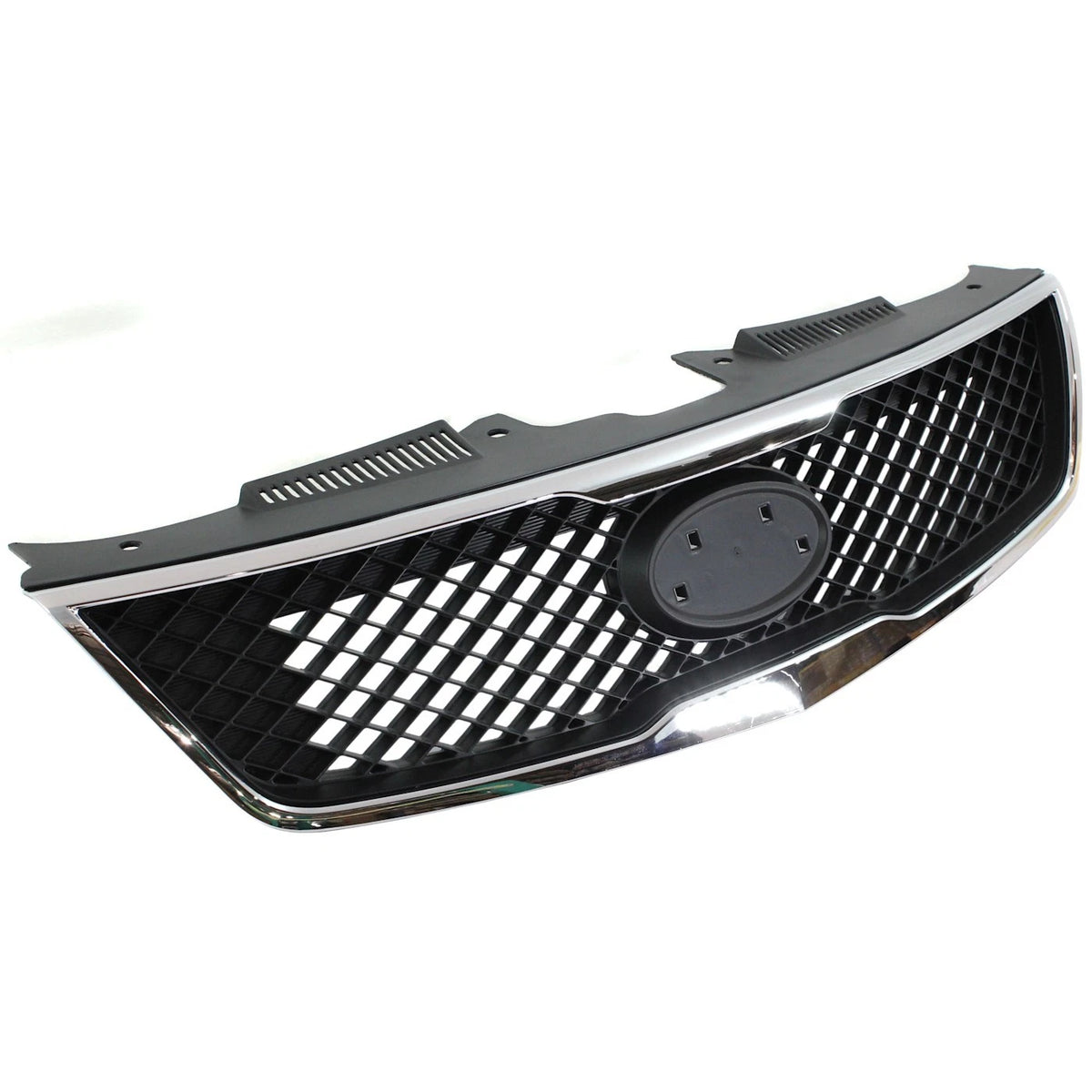 Grille Assembly for Kia Forte (2010) Textured Black with Chrome Molding