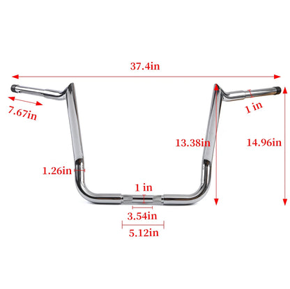 14" Meathook Ape Hanger Handlebars for Harley Touring Street Electra Glide (2009–2023)