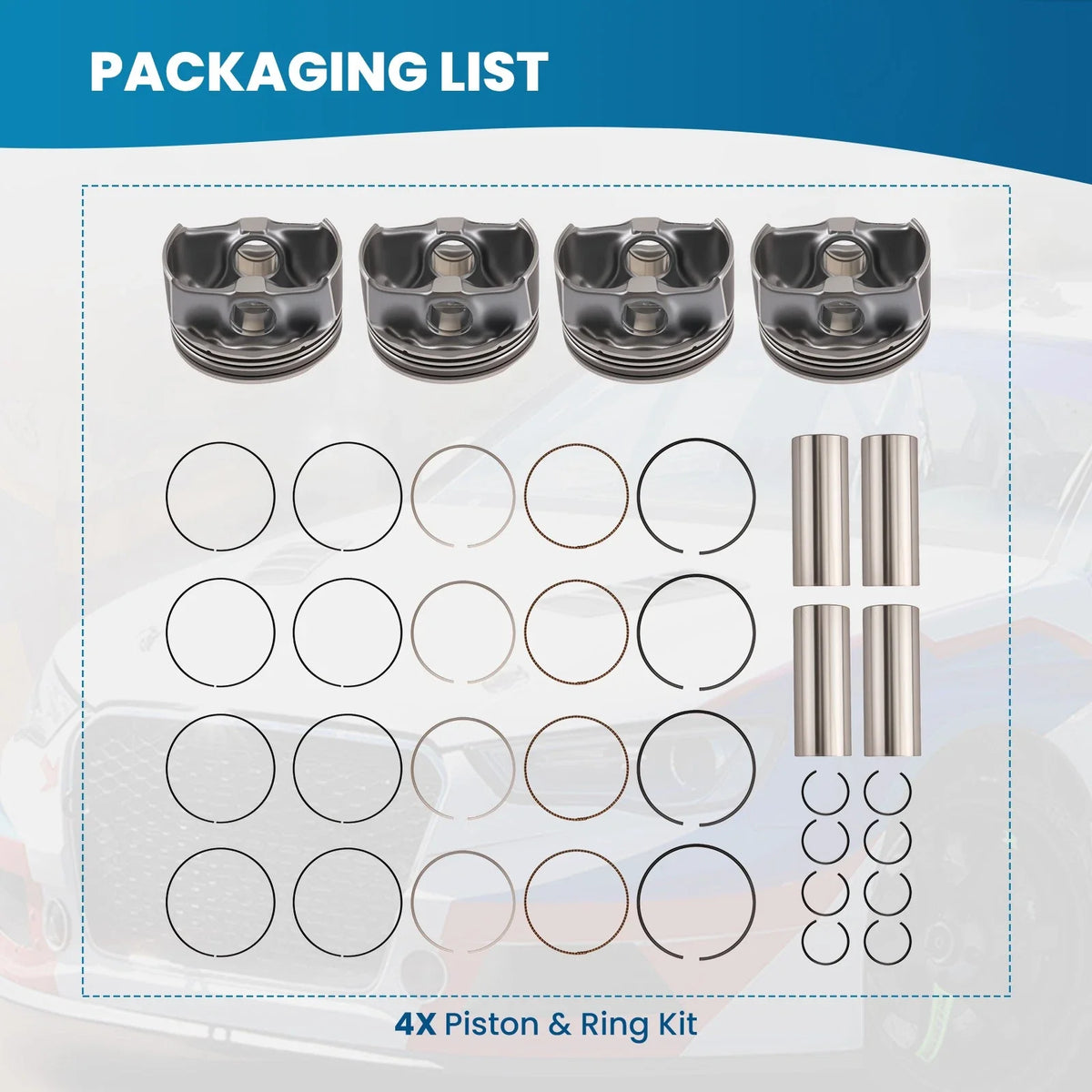 Complete Engine Piston Set for Hyundai Elantra GT 2.0L (2014–2018) 230412E200