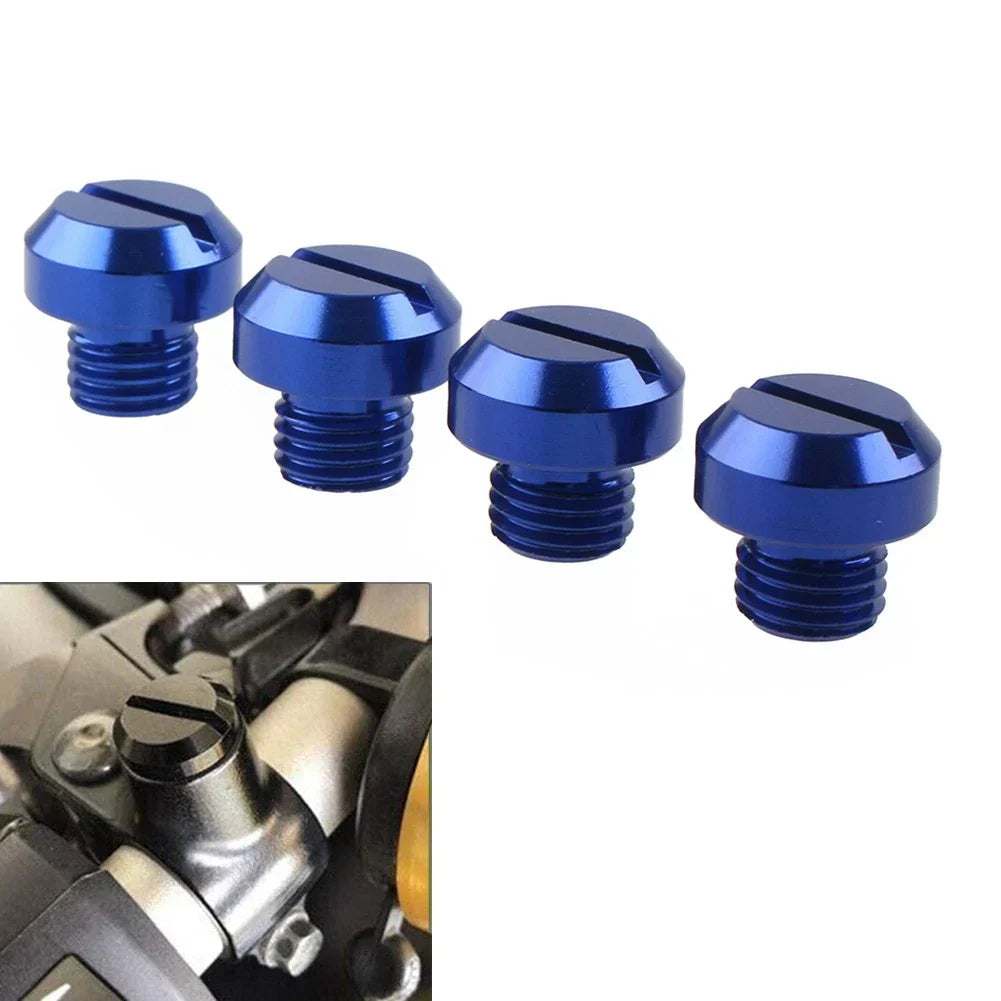 Set of 4 M10 Blue Mirror Hole Plugs & Screws for Hilux N70