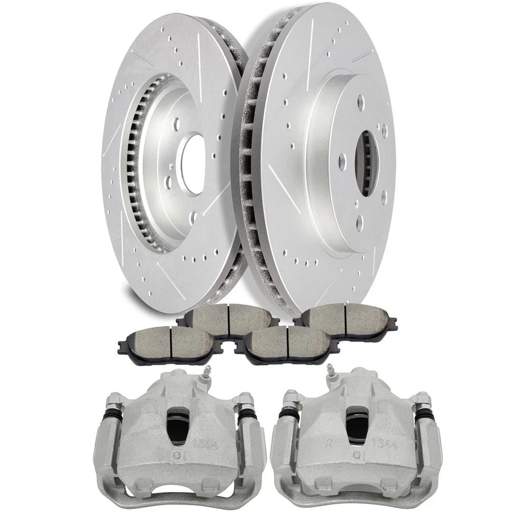 Front Left & Right Brake Calipers Rotors Ceramic Pads for Toyota Sienna (2004–2010)
