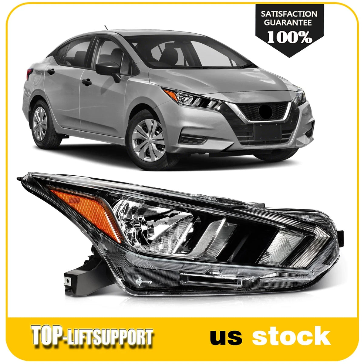 Passenger Side Headlight Assembly for Nissan Versa (2020–2024)