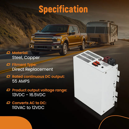 Battery Charger PM3-55 Power Converter 55 Amps - Steel Copper for RV