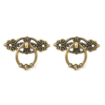Set of 2 Vintage Pull Knob Ring Handles for Cabinet or Jewelry Box
