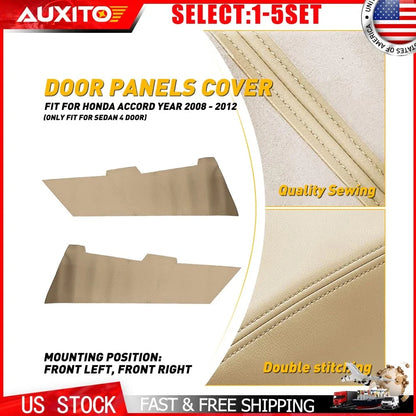 2-Piece Door Panel Covers in Beige Synthetic Leather for Honda Accord 2008-2012