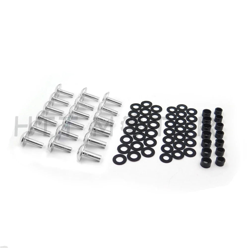 Flat Round Fairing Bolts in Silver for Kawasaki Ninja ZX10R (2004-2005)